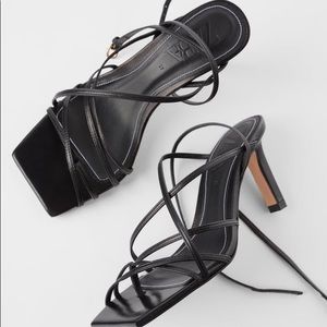 Zara square toe heeled sandals